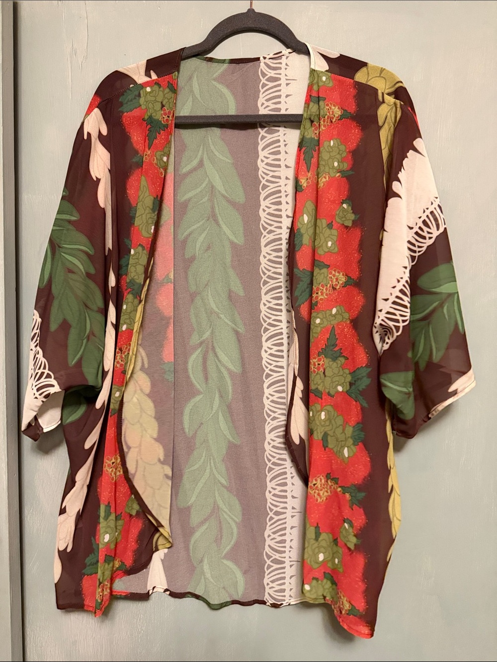 Lei Sheer Kimono Cover in Ohia Lehua, Ginger, Pakalana, Maile & Pikake